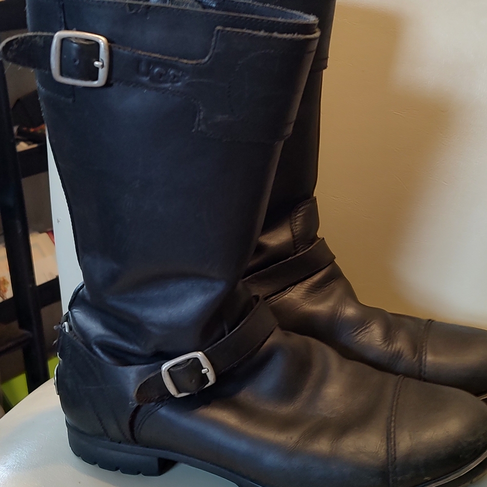 Black Leather UGG Boots